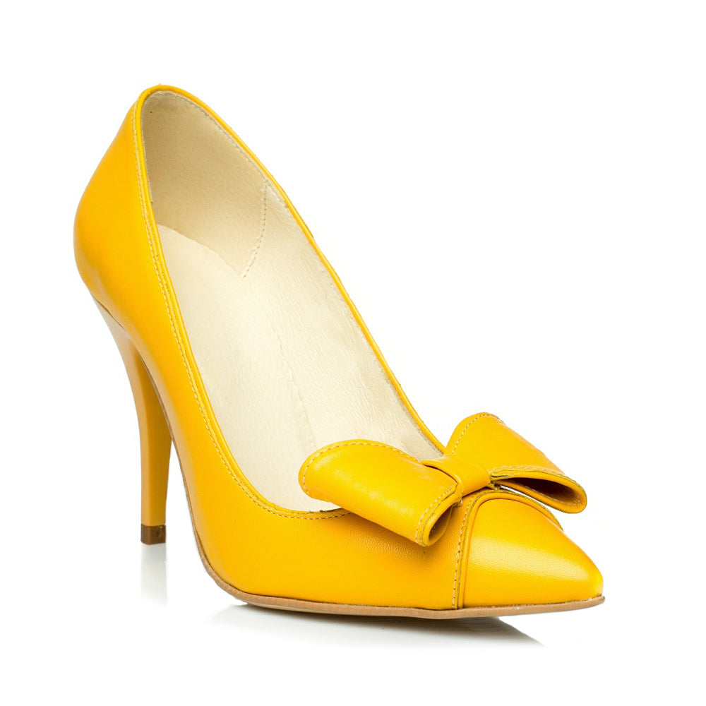 Pantofi Stiletto Fundita piele Galben C18  - orice culoare
