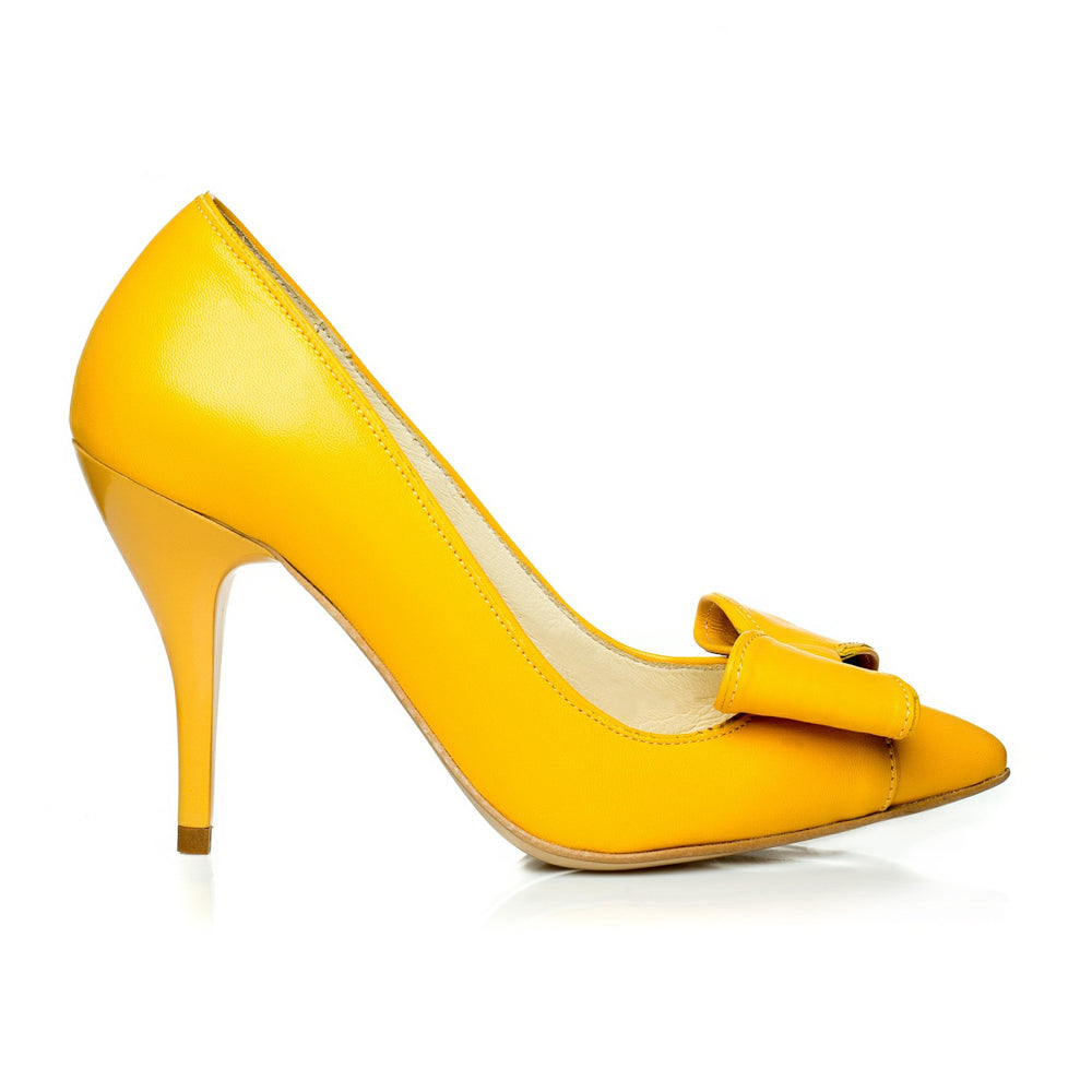 Pantofi Stiletto Fundita piele Galben C18  - orice culoare