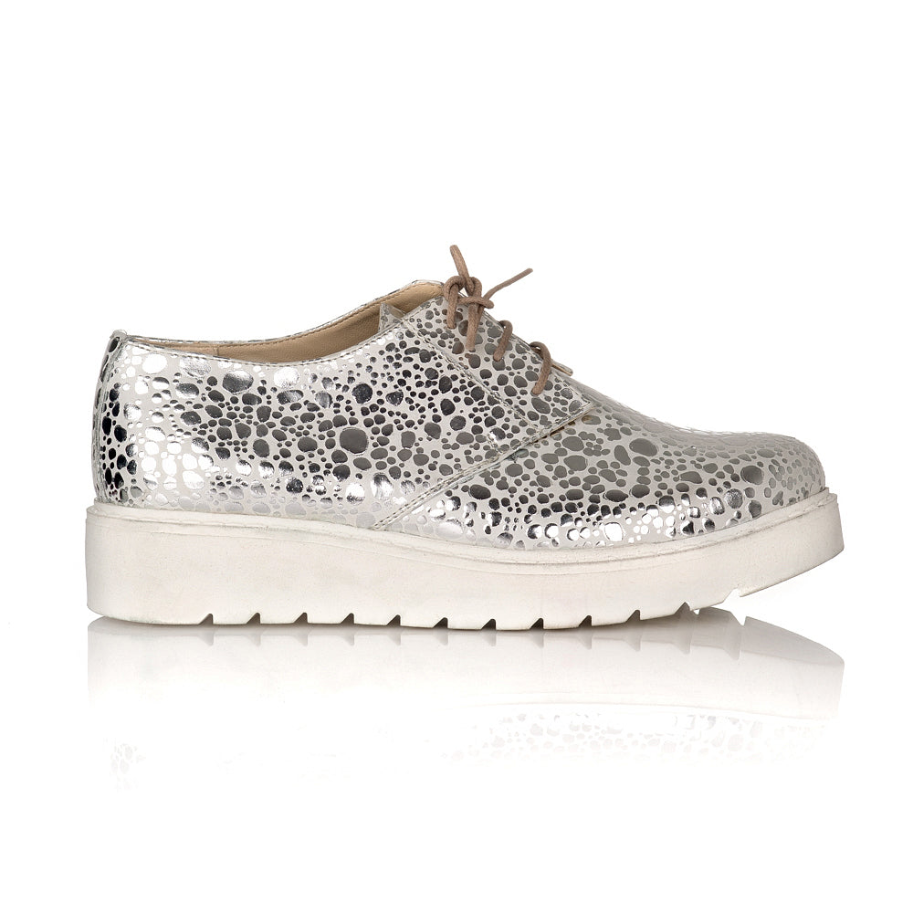Pantofi piele Argintiu Imprimat Oxford V14 - orice culoare
