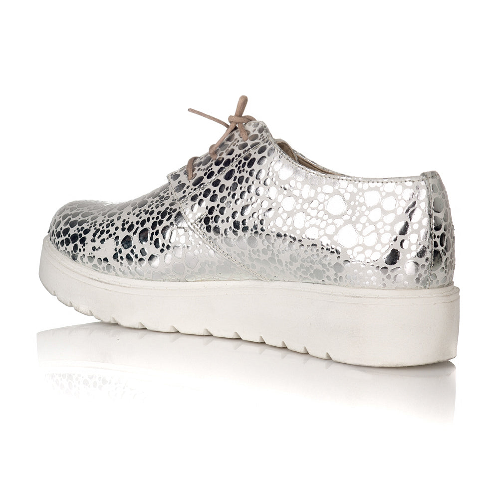 Pantofi piele Argintiu Imprimat Oxford V14 - orice culoare