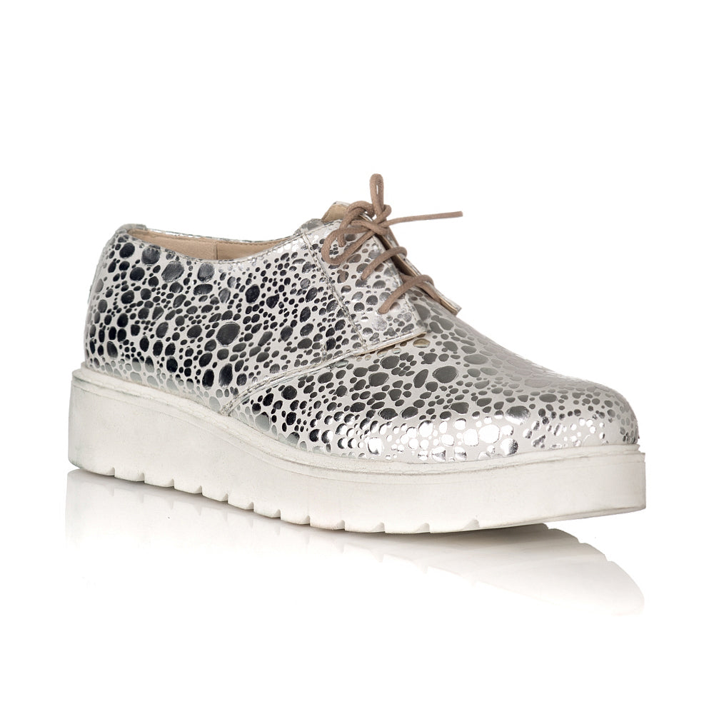 Pantofi piele Argintiu Imprimat Oxford V14 - orice culoare