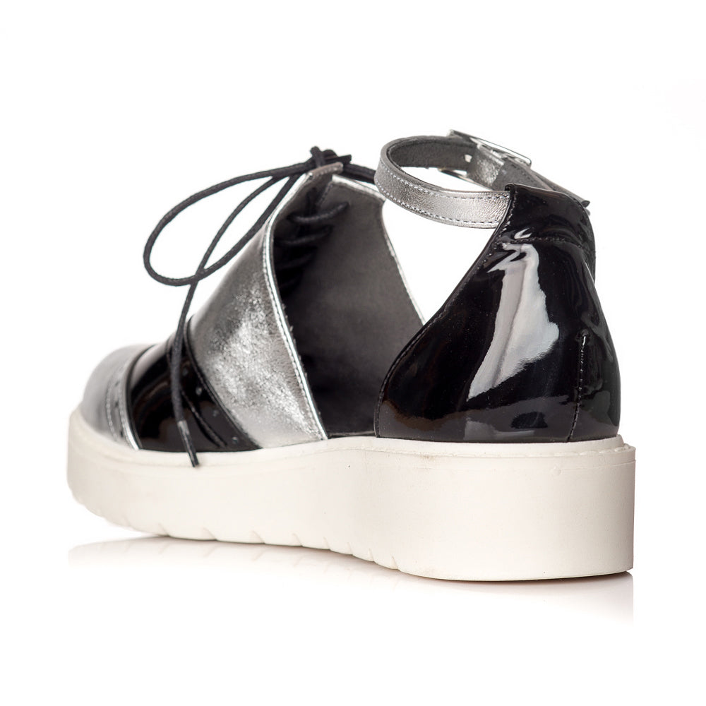 Pantofi piele Argintiu Oxford Decupat V21 - orice culoare