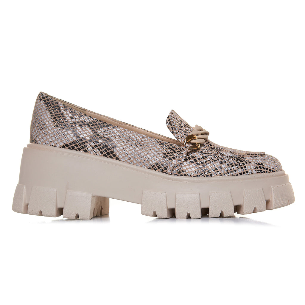 Mocasini Dama Talpa Inalta Piele Bej V64 -  orice culoare