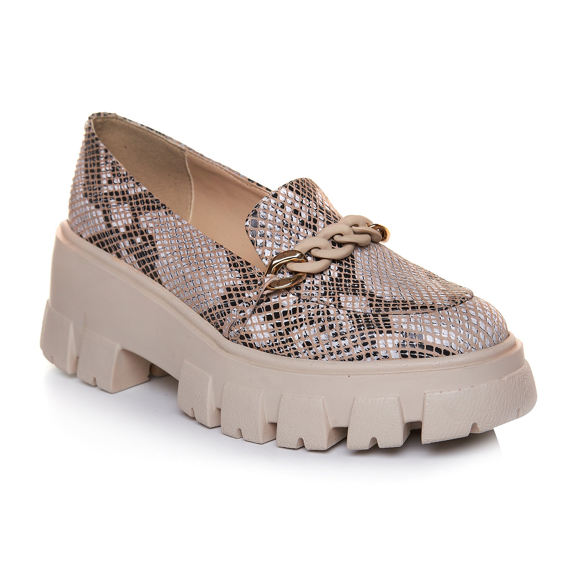 Mocasini Dama Talpa Inalta Piele Bej V64 -  orice culoare