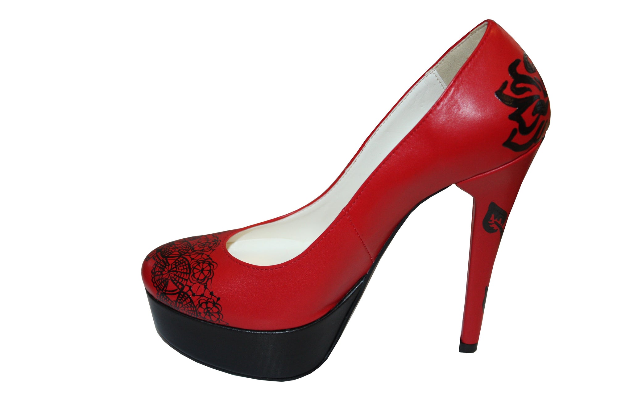 Pantofi pictati manual Black and Red- orice culoare