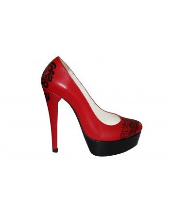 Pantofi pictati manual Black and Red- orice culoare