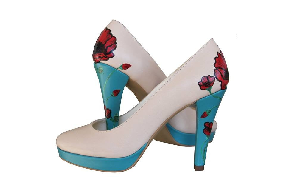 Pantofi pictati manual Blue Heels - orice culoare