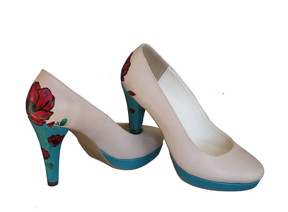 Pantofi pictati manual Blue Heels - orice culoare