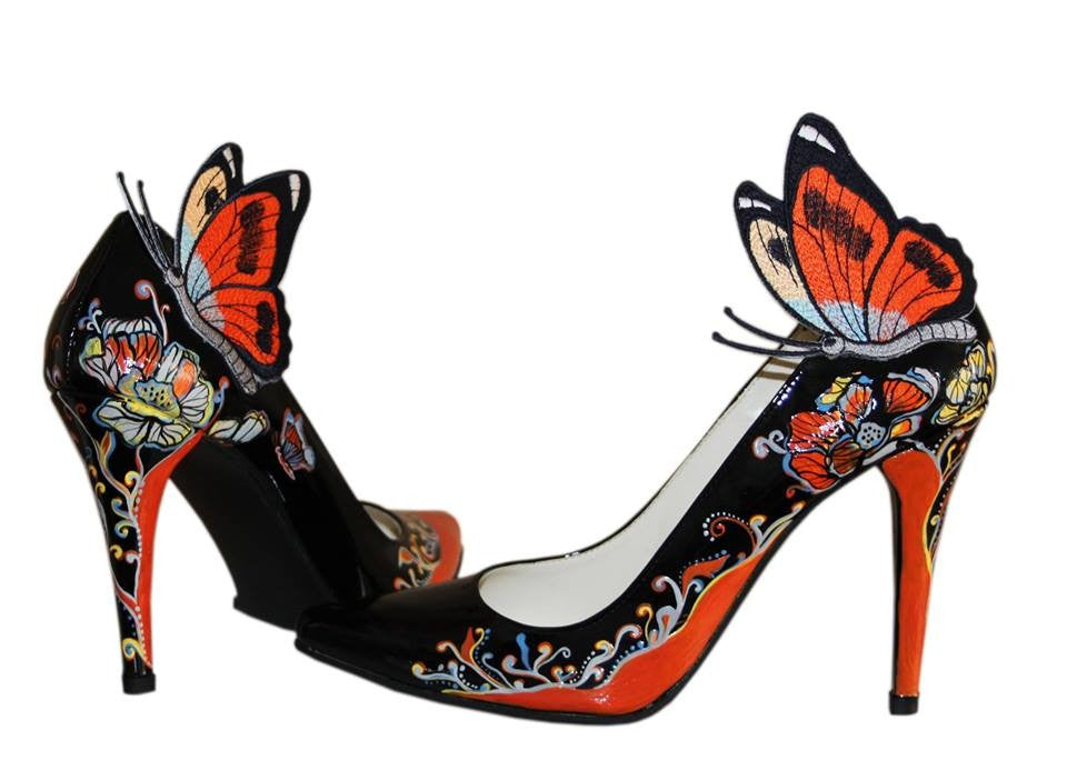 Pantofi pictati manual Butterfly - orice culoare