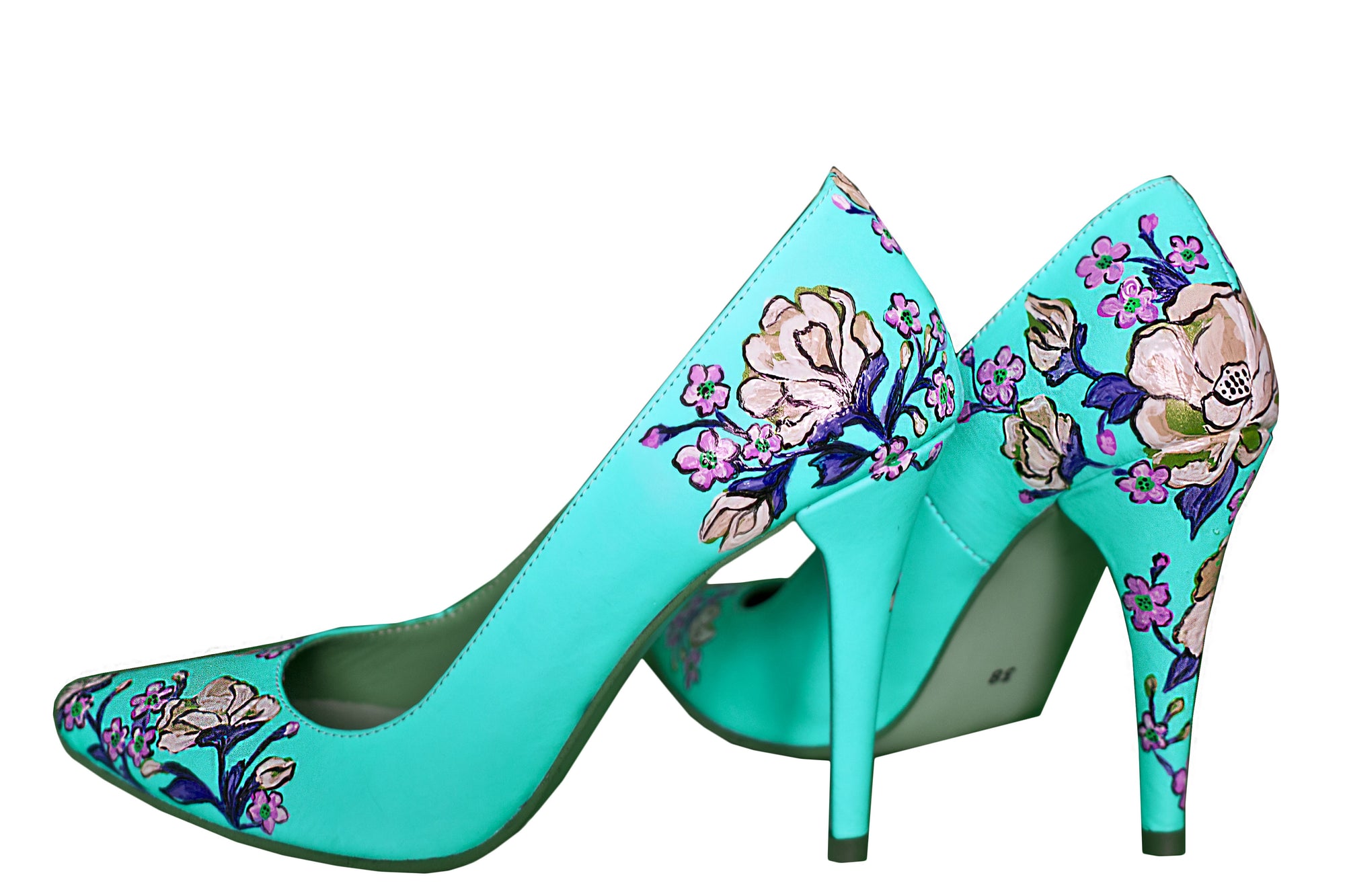 Pantofi pictati manual Flowers - orice culoare