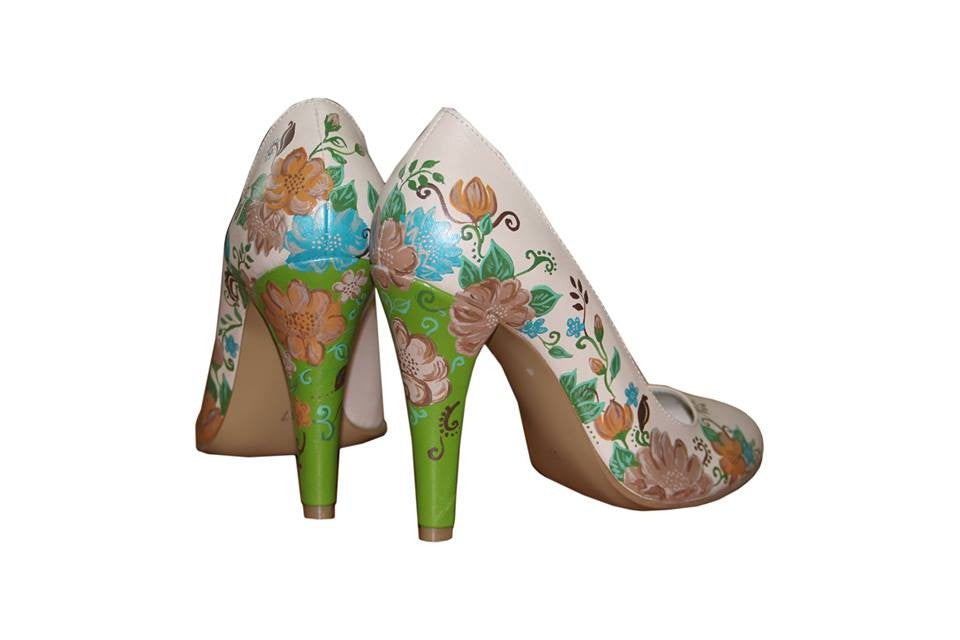 Pantofi pictati manual Green Heels - orice culoare