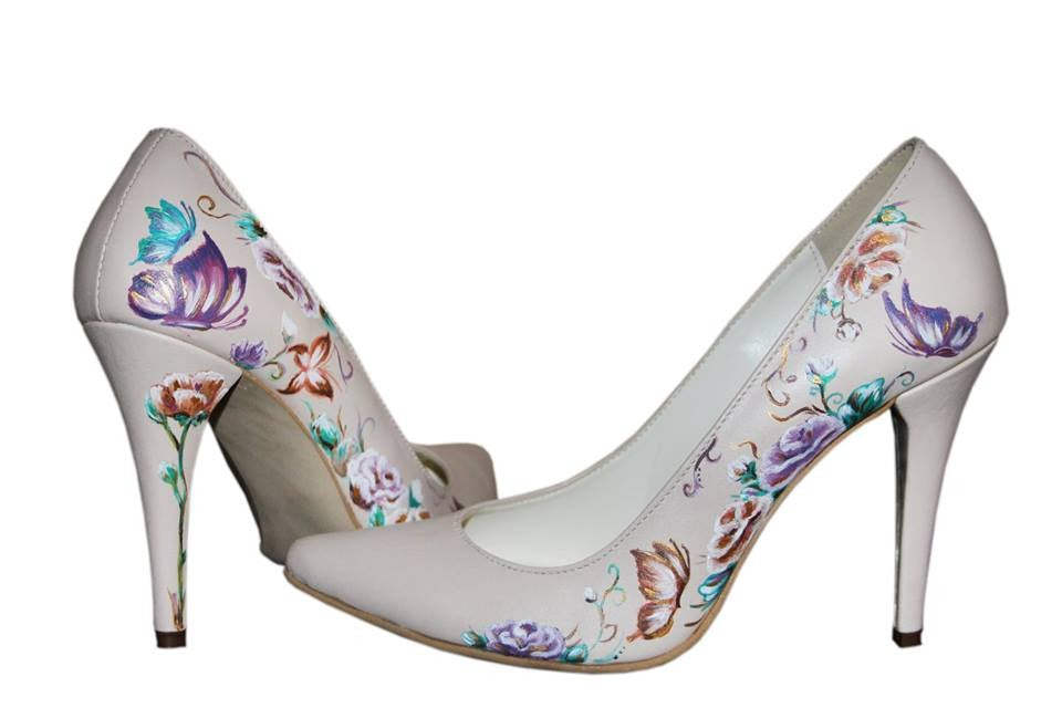Pantofi pictati manual Happy Flower - orice culoare