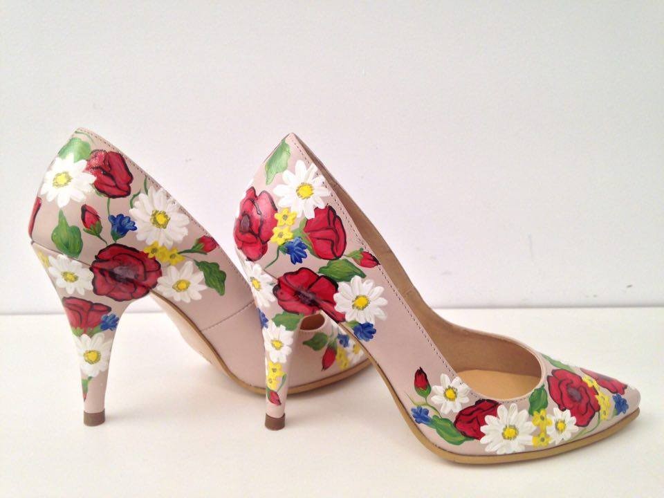 Pantofi Pictati Manuala Red Flower - orice culoare