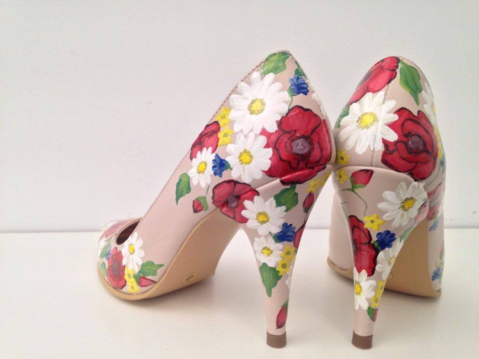 Pantofi Pictati Manuala Red Flower - orice culoare
