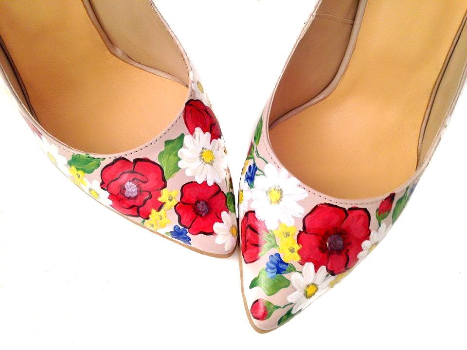 Pantofi Pictati Manuala Red Flower - orice culoare