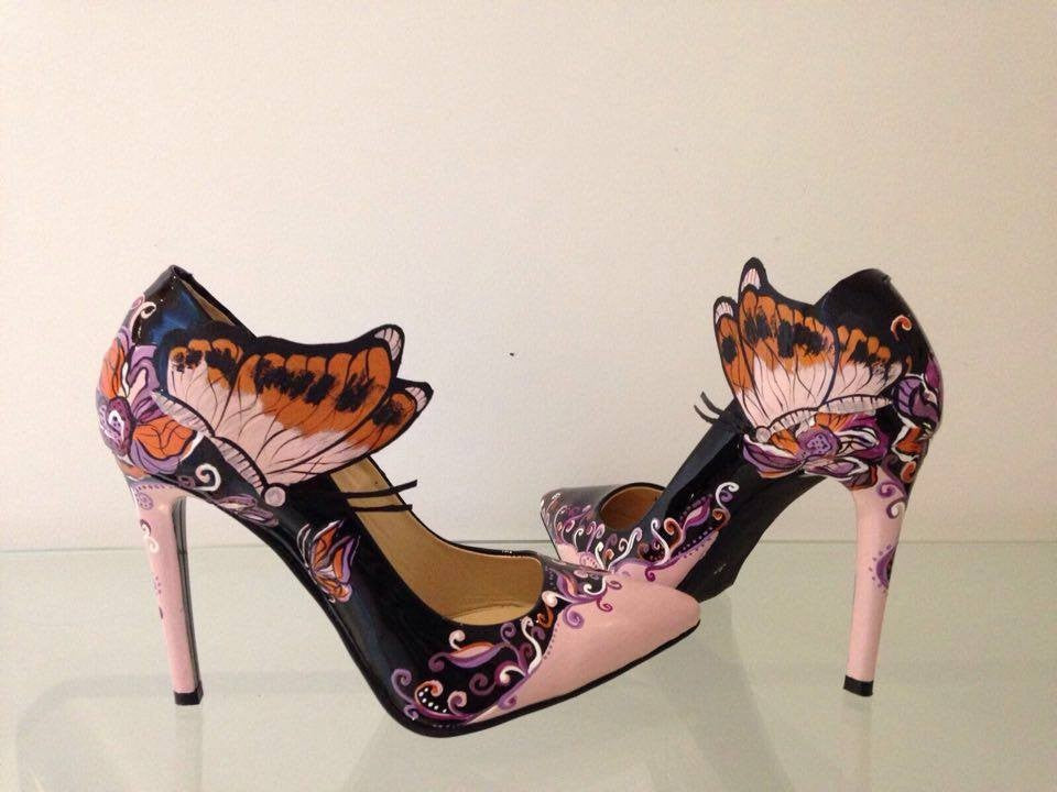 Pantofi Pictati Manual Butterfly Negru/Nude - orice culoare