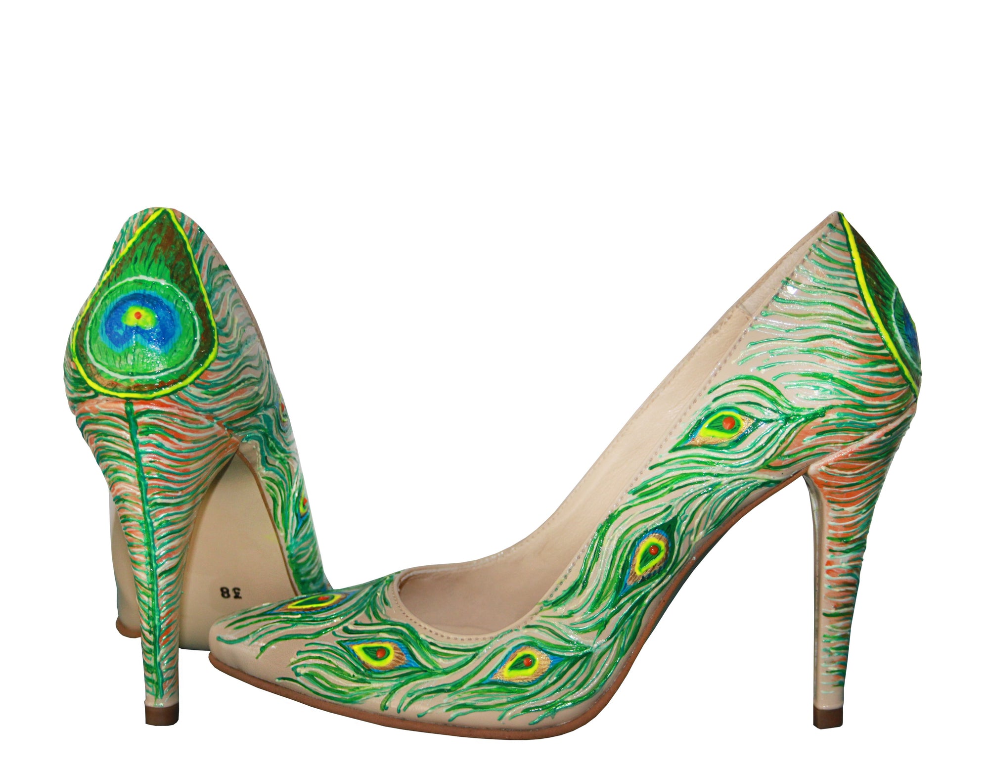 Pantofi pictati manual Paun - orice culoare