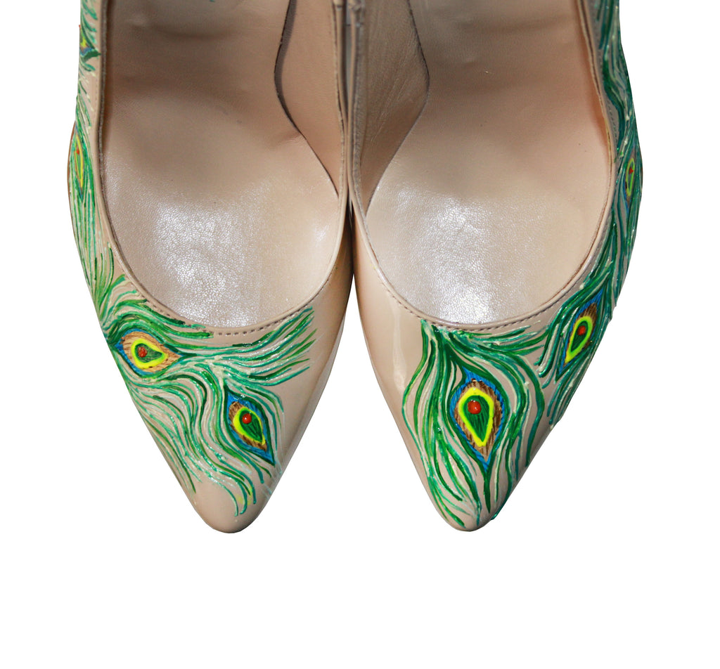 Pantofi pictati manual Paun - orice culoare