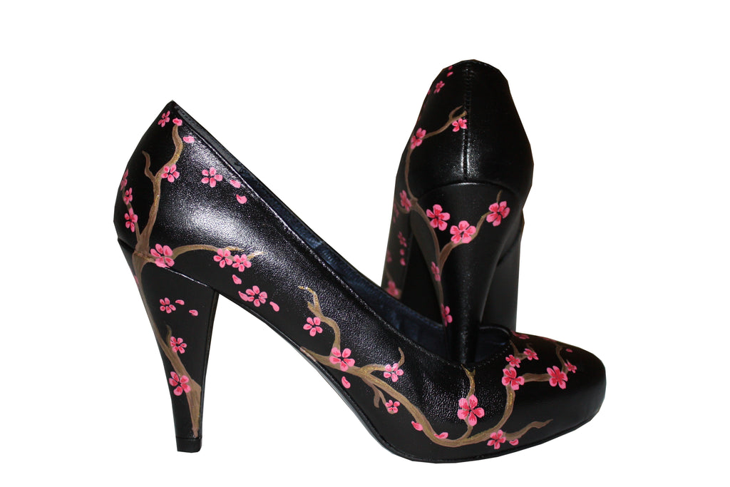 Pantofi pictati manual Pink Petals - orice culoare
