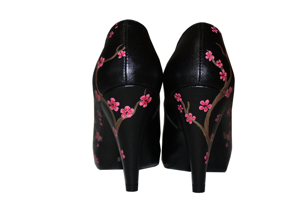 Pantofi pictati manual Pink Petals - orice culoare
