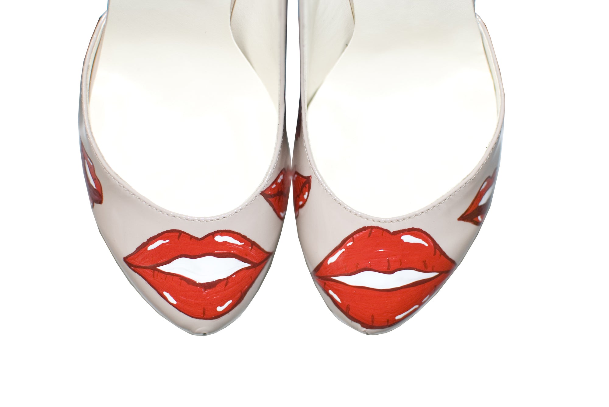 Pantofi pictati manual Red Lips - orice culoare