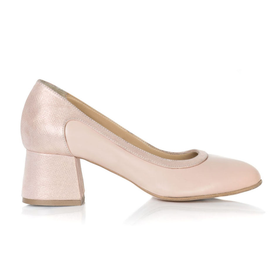 Pantof Piele Nude Toc Mic Evazat T32- orice culoare
