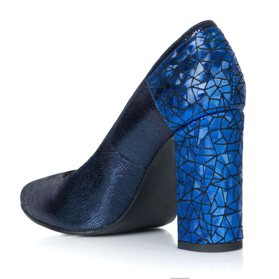 Pantofi Dama Piele Albastru Boem T14 - Orice Culoare
