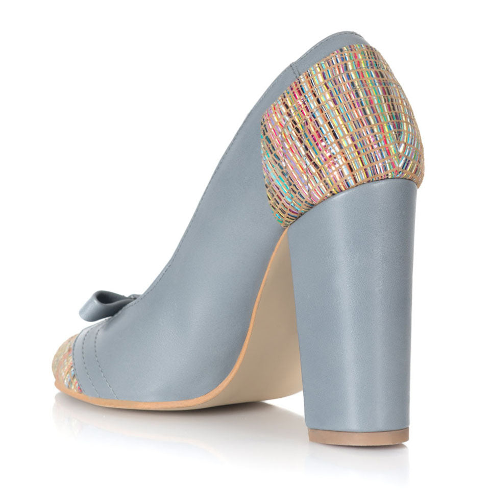Pantofi Piele Bleu Aria Fundita V50 - Orice Culoare