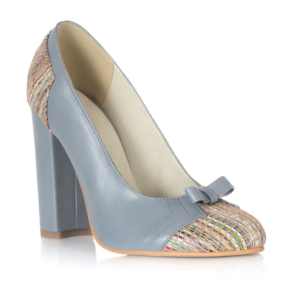 Pantofi Piele Bleu Aria Fundita V50 - Orice Culoare