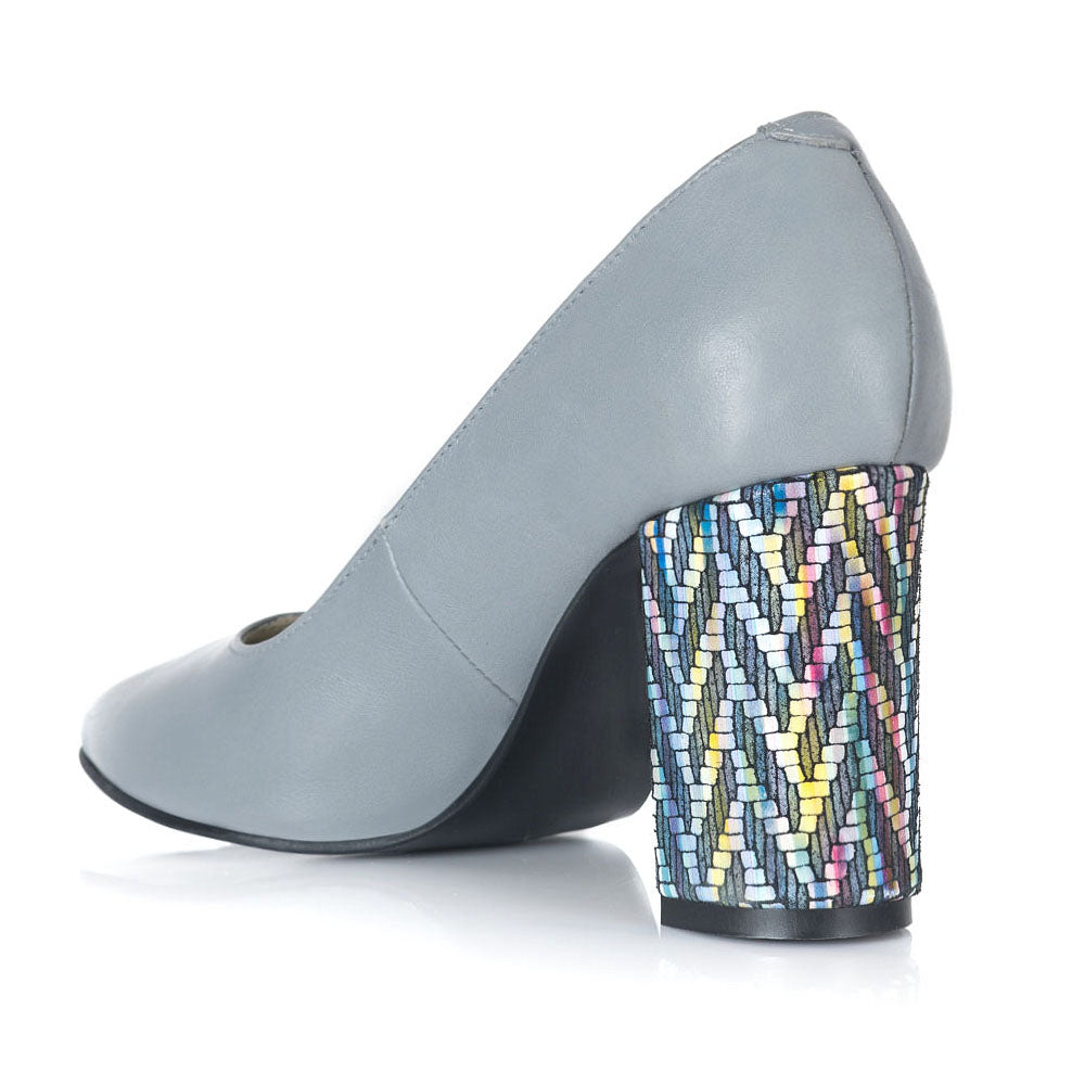 Pantofi  Piele Bleu Toc Color Helen V51 - orice culoare