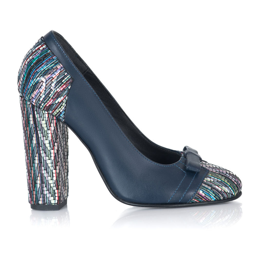 Pantofi Piele Bleumarin Aria Fundita V50 - Orice Culoare