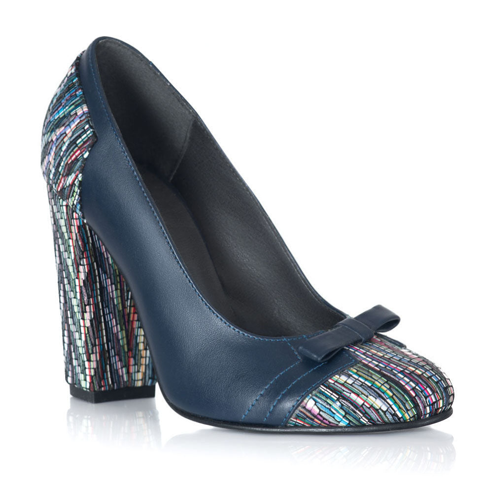 Pantofi Piele Bleumarin Aria Fundita V50 - Orice Culoare