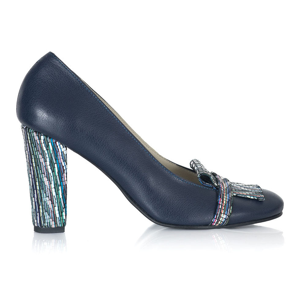 Pantofi Piele Bleumarin Claudine V53 - orice culoare