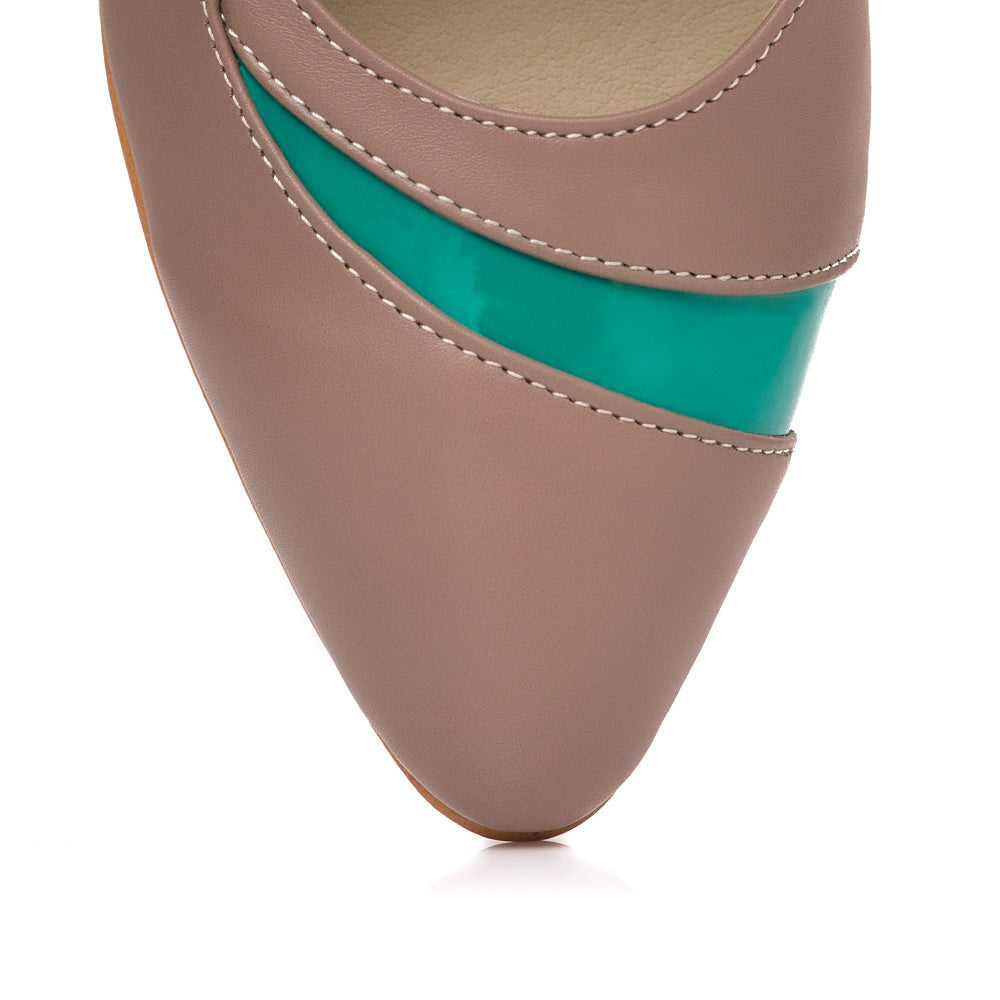 Pantofi Piele Capucino/Verde Samira V40 - orice culoare