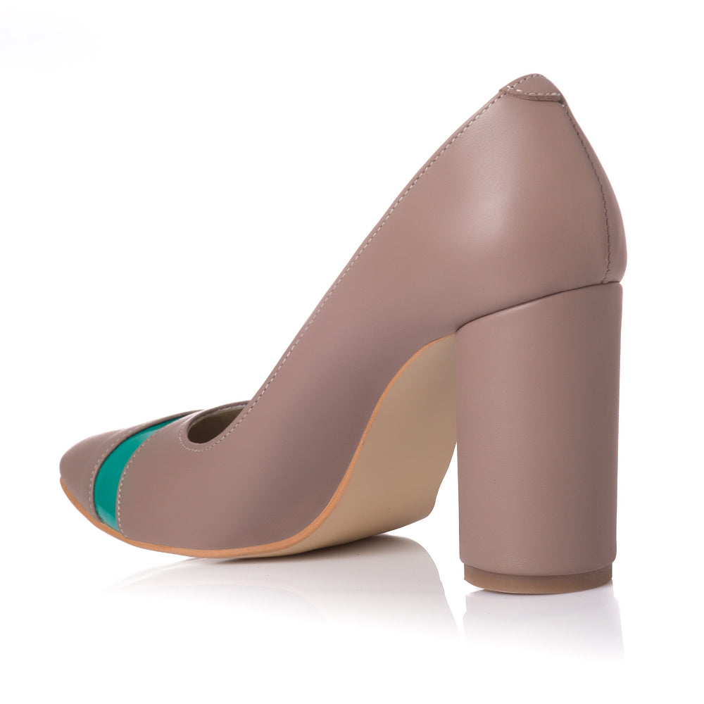 Pantofi Piele Capucino/Verde Samira V40 - orice culoare