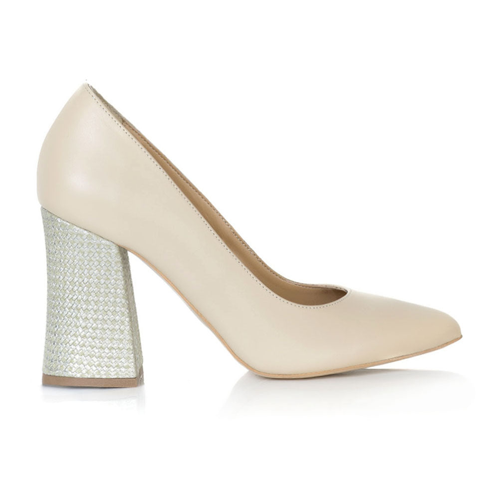 Pantofi Piele Crem Toc Evazat Chic T2 - orice culoare
