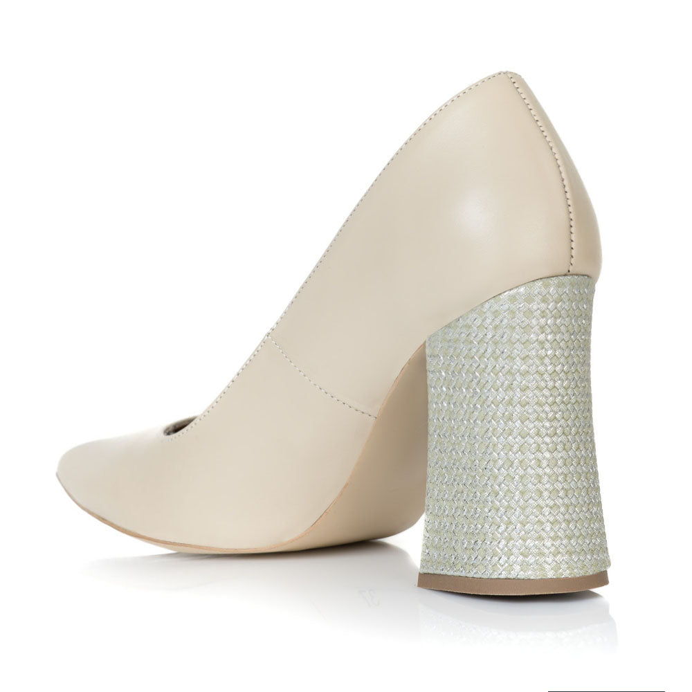 Pantofi Piele Crem Toc Evazat Chic T2 - orice culoare