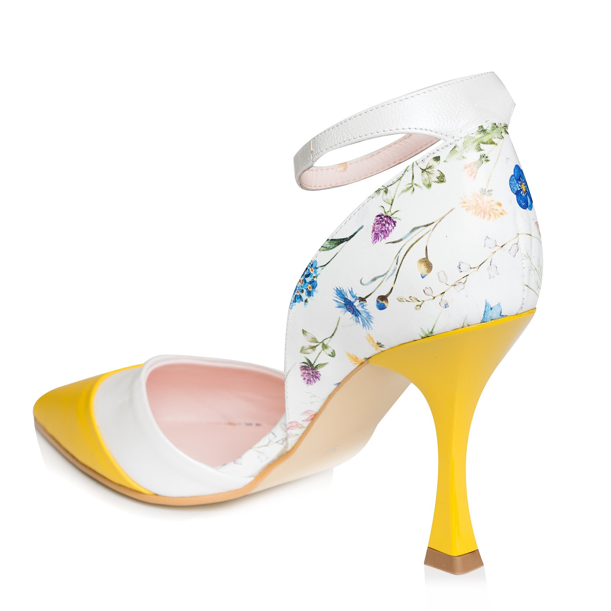 Pantofi Piele Galben Chic Floral C45- orice culoare