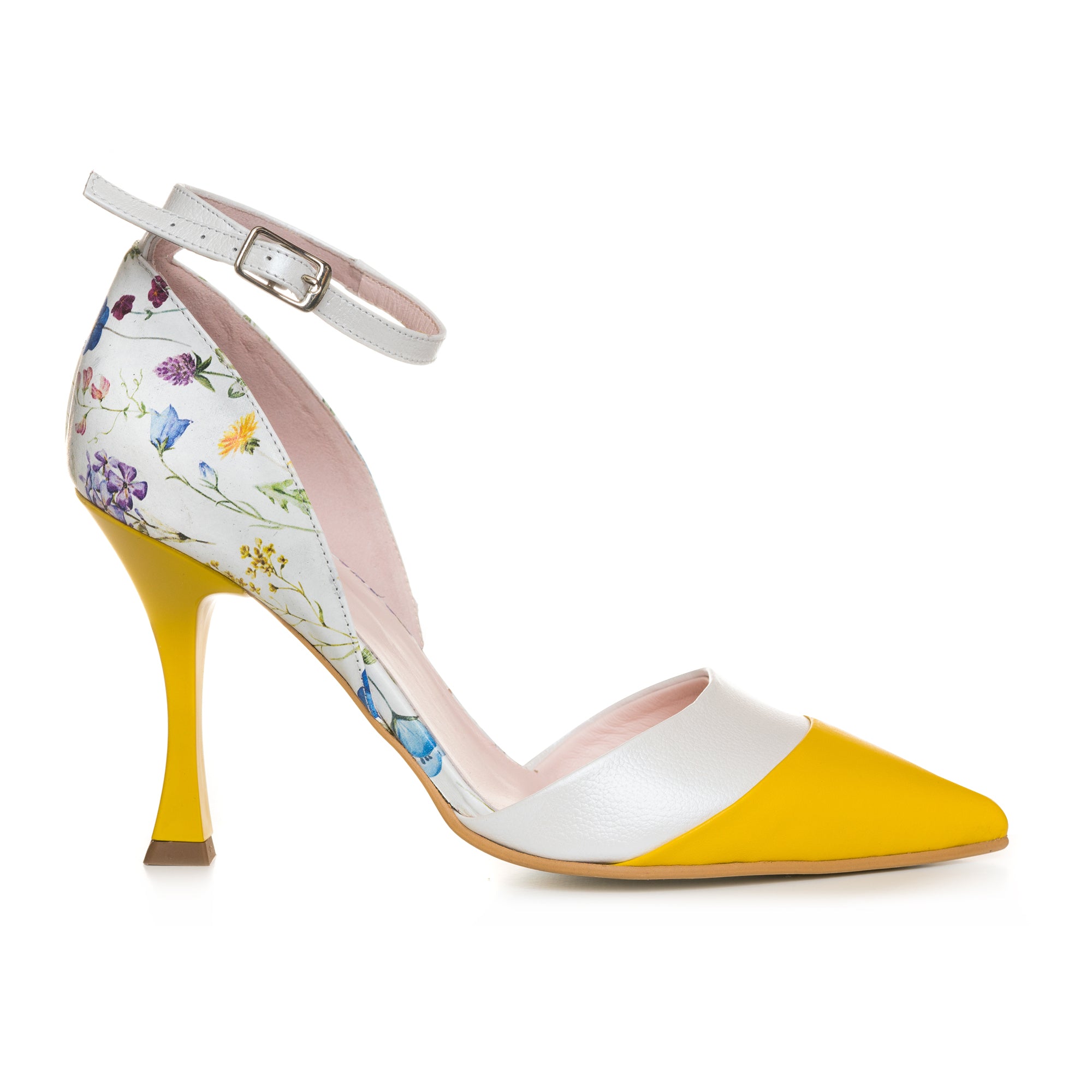 Pantofi Piele Galben Chic Floral C45- orice culoare