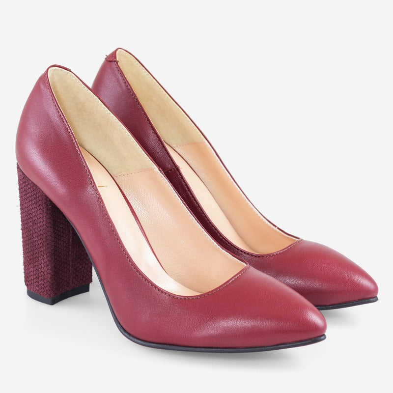 Pantofi Marsala/Toc Model varf ascutit cu toc gros D17 - orice culoare