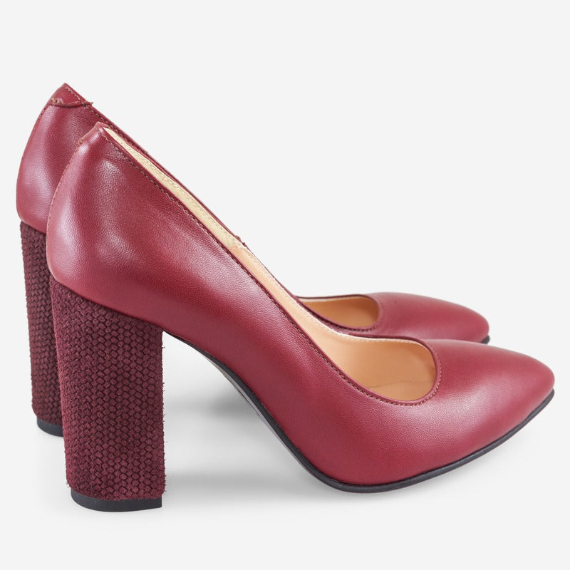 Pantofi Marsala/Toc Model varf ascutit cu toc gros D17 - orice culoare