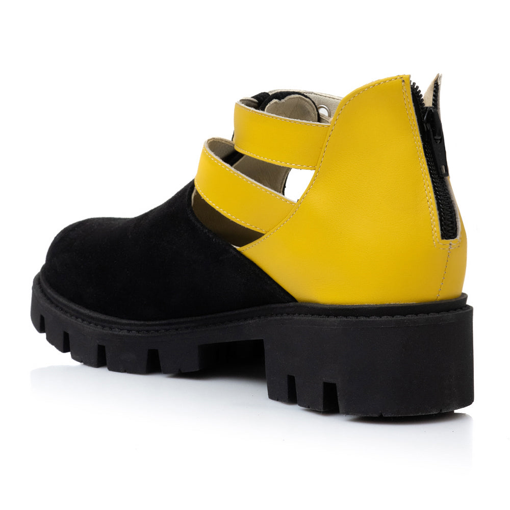 Pantofi Piele Negru/GalbenTalpa Bocanc Aida V15   - orice culoare