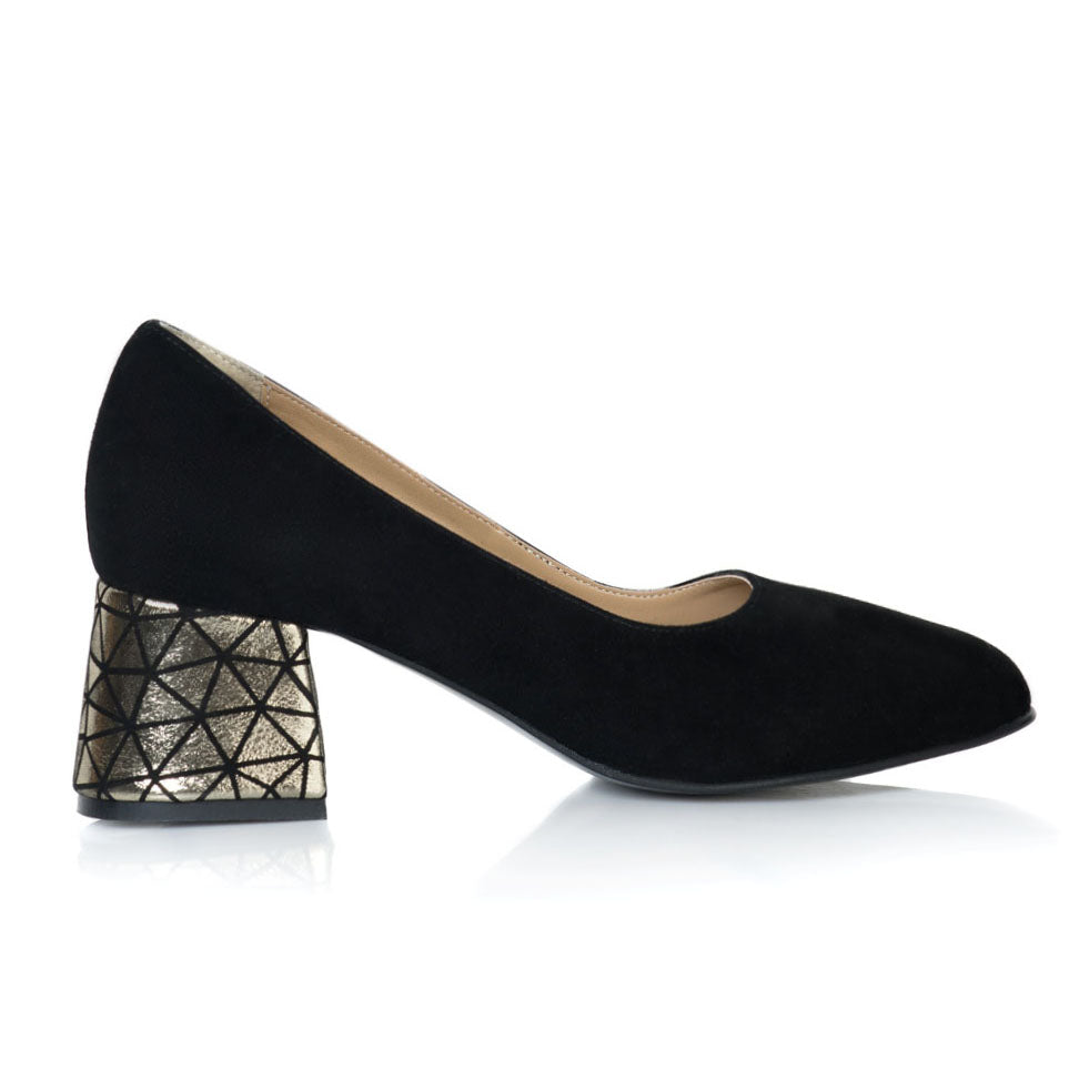Pantof Piele Negru Toc Mic Evazat T32- orice culoare