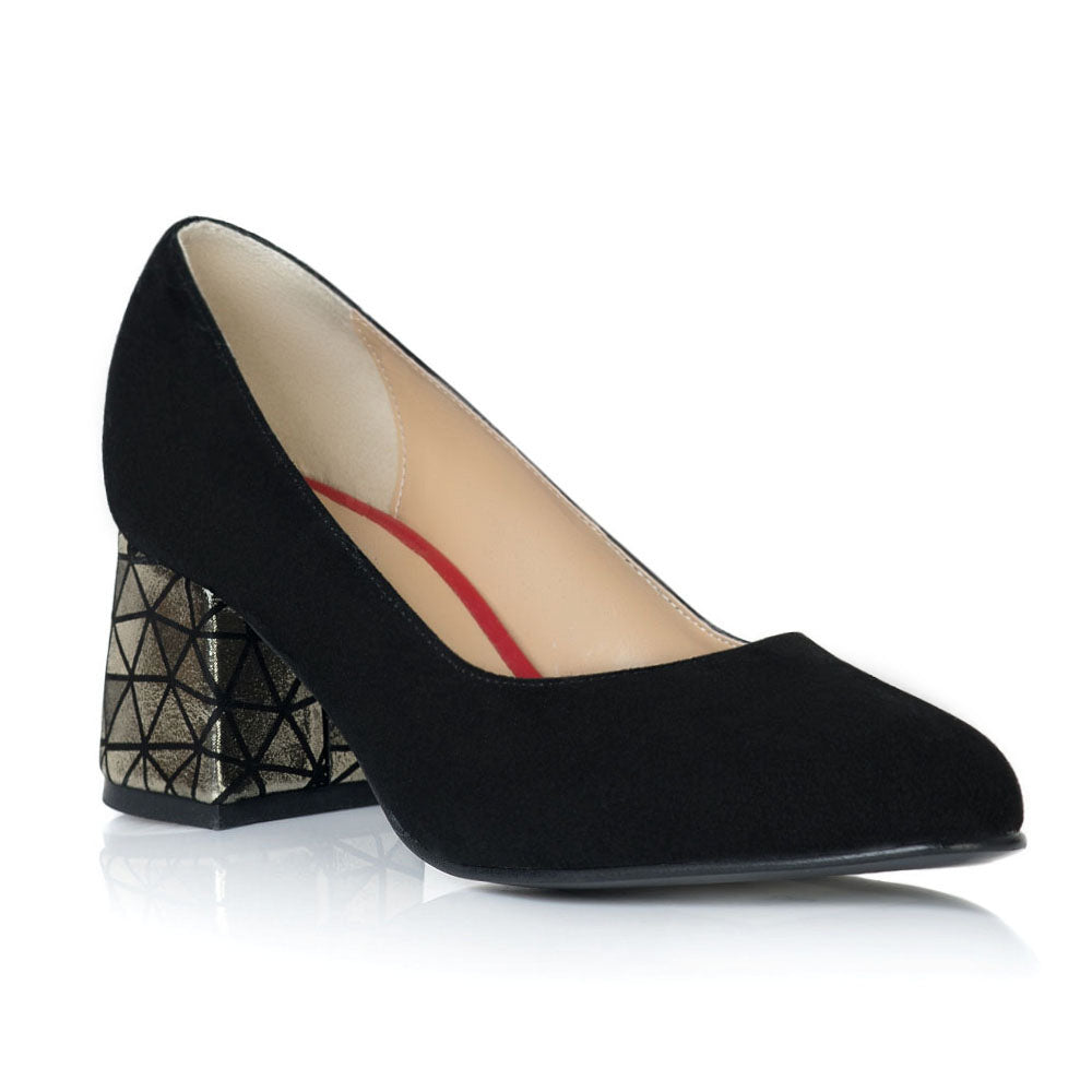 Pantof Piele Negru Toc Mic Evazat T32- orice culoare