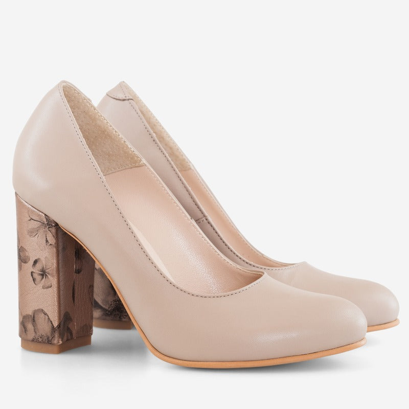 Pantofi Dama Piele Nude Floral Fabiola D12 - orice culoare