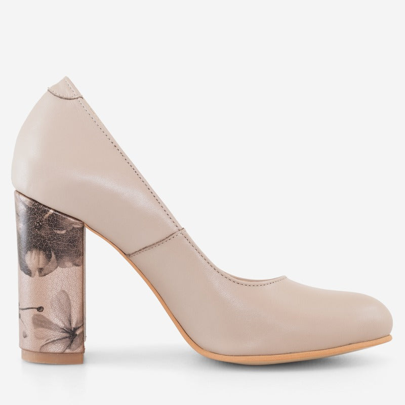 Pantofi Dama Piele Nude Floral Fabiola D12 - orice culoare