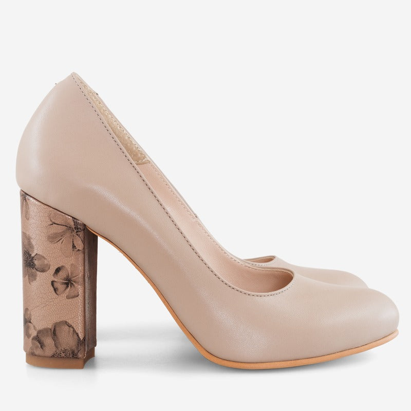 Pantofi Dama Piele Nude Floral Fabiola D12 - orice culoare