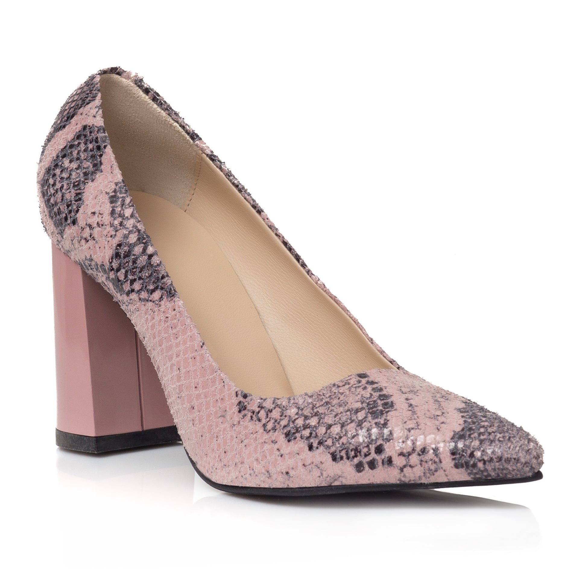 Pantofi Piele Imprimeu Sarpe Roze Irene C46 - orice culoare