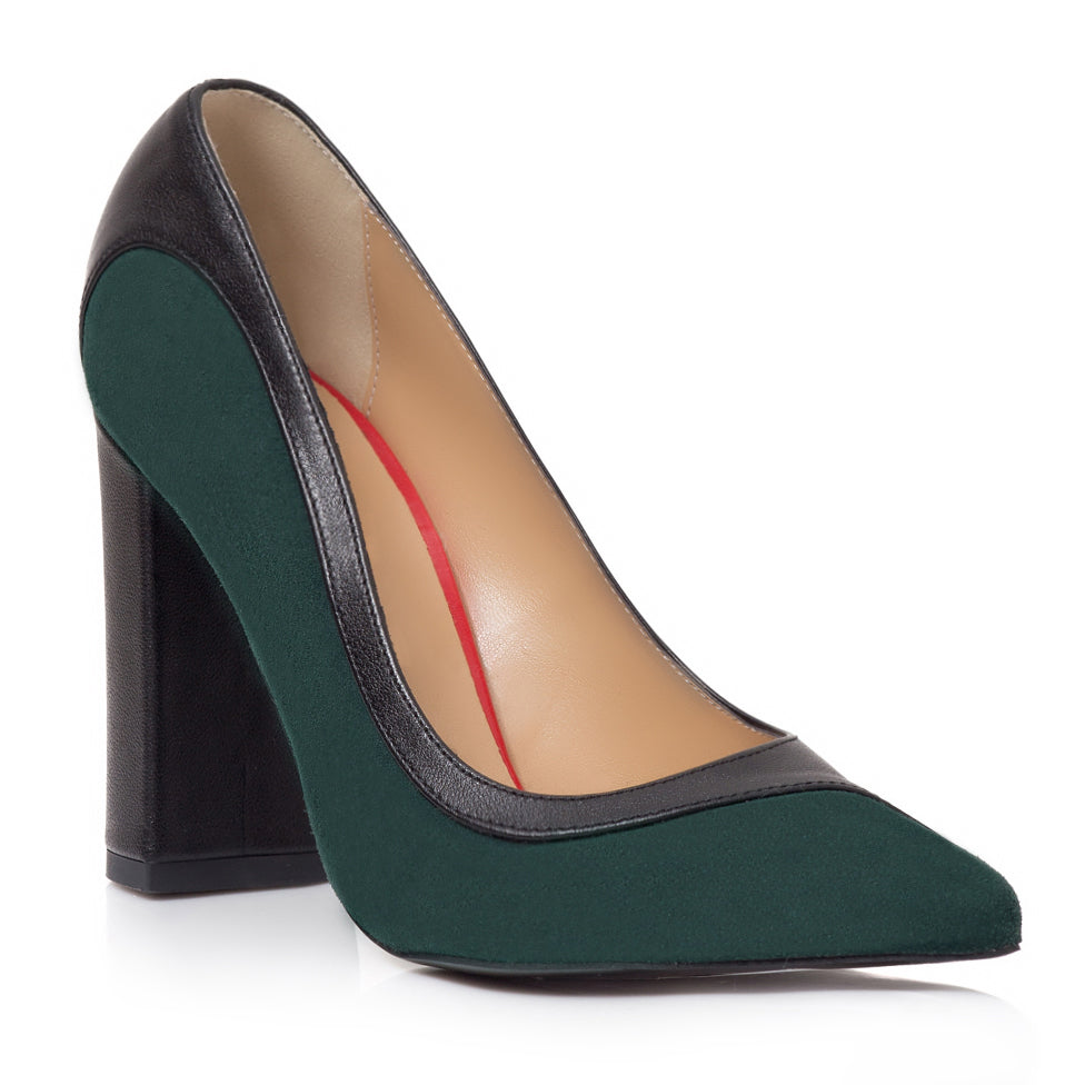 Pantofi Piele Verde Inchis Aisha T29 - Orice Culoare