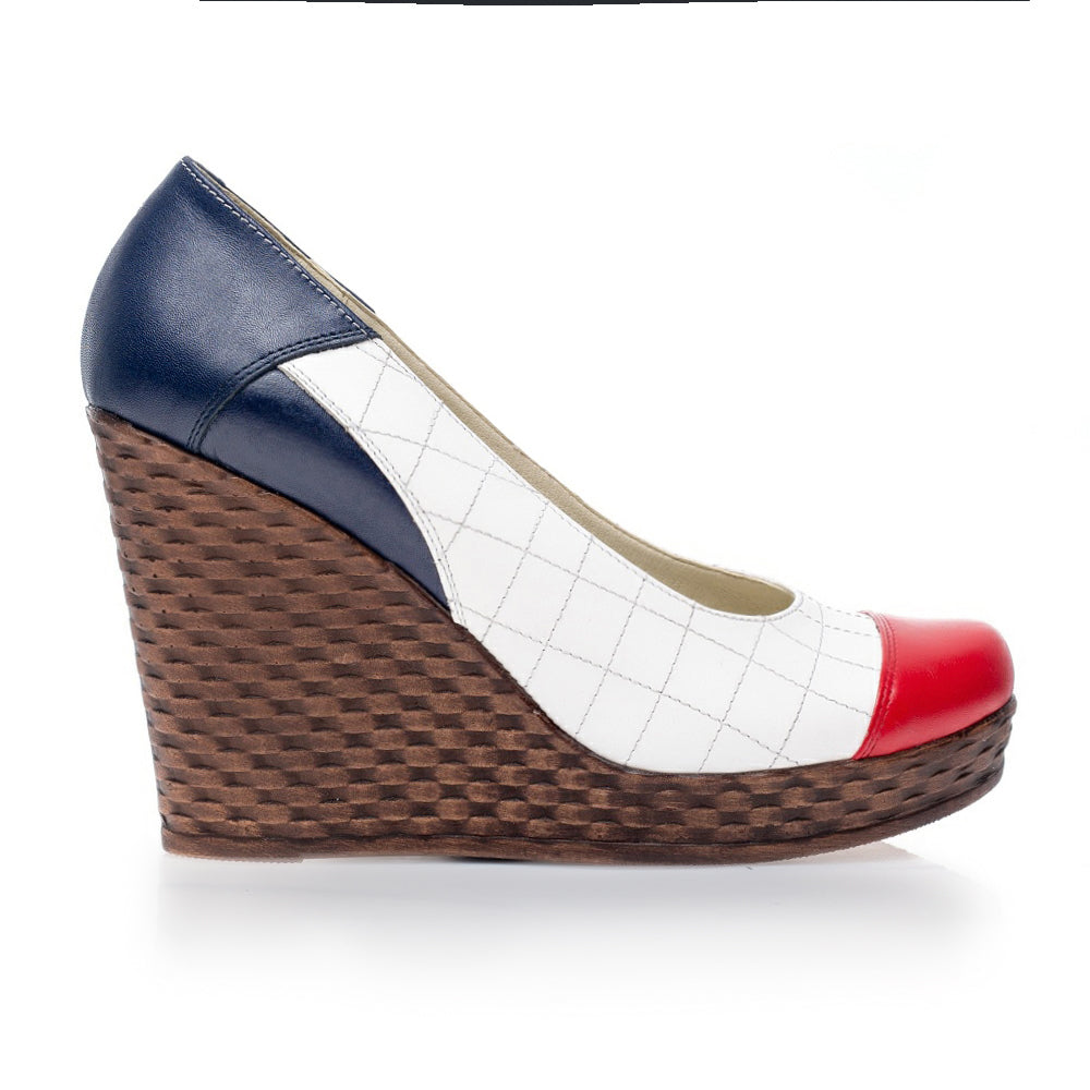 Pantofi piele cu platforma Eva Alb V1 - orice culoare